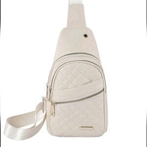 Elegant White/Cream Quilted Sling Bag